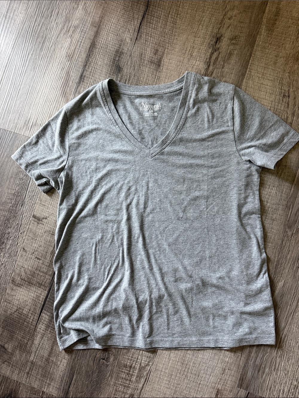 Natural Reflection Light Grey V-Neck Short Sleeve Tee